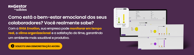 Monitor aberto na RHIA Emotion, solução da RHGestor by Sólides, junto com outras imagens da plataforma